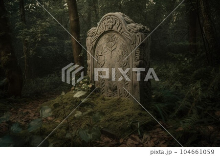 Gravestone forest tomb. Old grave. Generate Ai Gravestone forest tomb. Old grave. Generate Ai 104661059