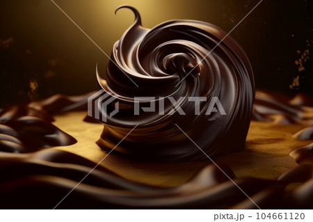 Decadent dark chocolate swirl. Dessert cream. Generate Ai 104661120