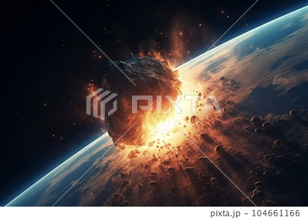 Asteroid Earth Collision. Meteor Comet Space....のイラスト素材 [104661166] - PIXTA