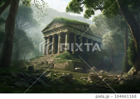 Greece temple ancient. Tourist sky. Generate Ai 104661168