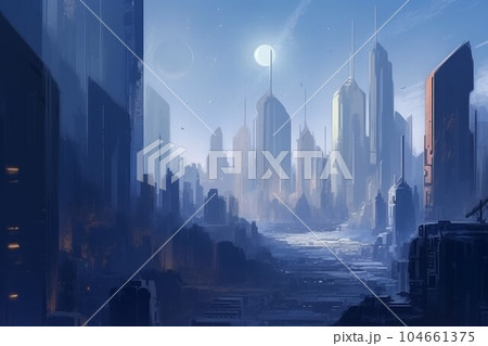 Large city landscape. New skyline. Generate Ai Large city landscape. New skyline. Generate Ai 104661375