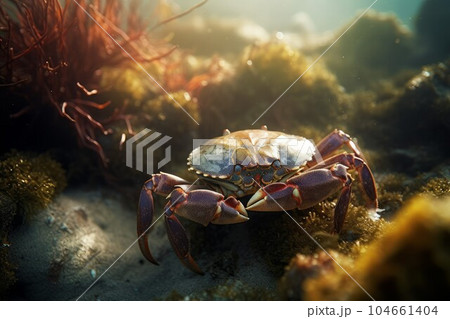 Crab underwater ocean. Natural food. Generate Ai Crab underwater ocean. Natural food. Generate Ai 104661404