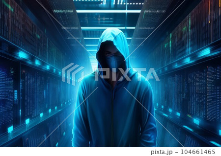 Anonymous hacker. Internet cyber attack. Fictional person. Generate Ai Anonymous hacker. Internet cyber attack. Fictional person. Generate Ai 104661465