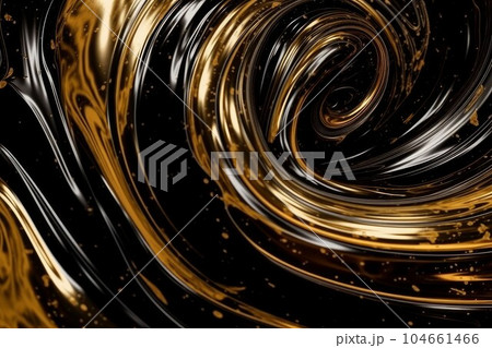 Golden glossy swirl. Liquid glitter. Generate Ai 104661466
