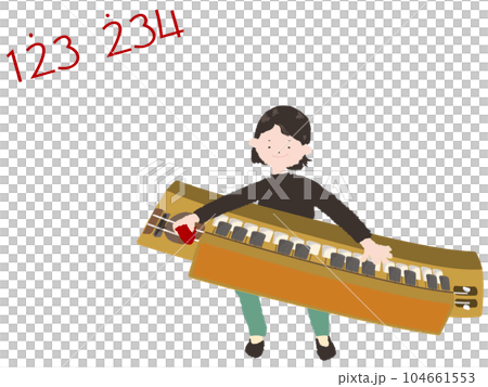 日本の楽器大正琴をソロで演奏するシニア女性 日本の楽器大正琴をソロで演奏するシニア女性 104661553