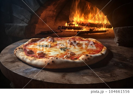 Pizza oven fire. Cuisine cooking. Generate Ai Pizza oven fire. Cuisine cooking. Generate Ai 104661556