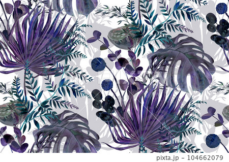 Mix Seamless pattern of watercolor drawings and flat silhouettes for textile and surface design Mix Seamless pattern of watercolor drawings and flat silhouettes for textile and surface design 104662079