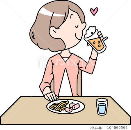 一人飲みをする女性 104662565