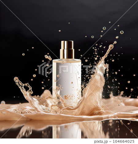 Beauty product bottle mockup, cosmetic container in liquid splash, skincare product packaging front view commercial template Beauty product bottle mockup, cosmetic container in liquid splash, skincare product packaging front view commercial template 104664025