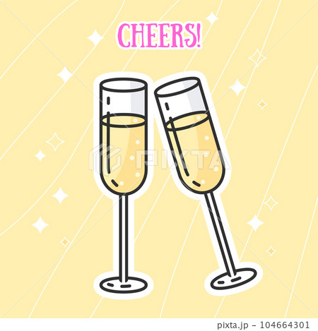 CHEERS Champagne logo design. Champagne glass logo CHEERS Champagne logo design. Champagne glass logo 104664301