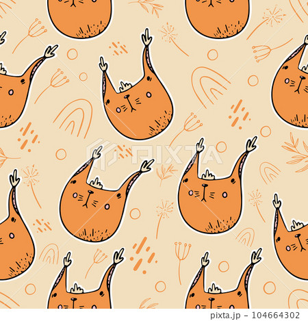 Sweet seamless pattern.Cute lynx print package Sweet seamless pattern.Cute lynx print package 104664302