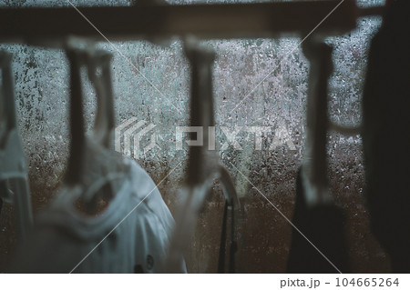 雨の日に洗濯物を部屋で干す 雨の日に洗濯物を部屋で干す 104665264