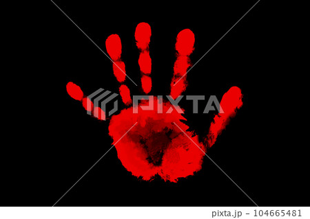 血の手形_ホラーイメージ素材_黒背景 104665481