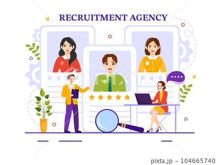 Recruitment Agency Vector Illustration with Managers Searching Candidate for Job Position in Flat Cartoon Hand Drawn Background Templates Recruitment Agency Vector Illustration with Managers Searching Candidate for Job Position in Flat Cartoon Hand Drawn Background Templates 104665740