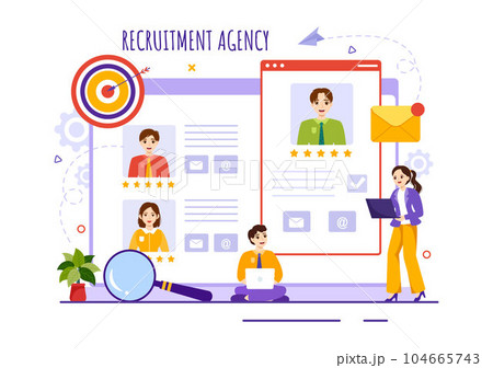 Recruitment Agency Vector Illustration with Managers Searching Candidate for Job Position in Flat Cartoon Hand Drawn Background Templates Recruitment Agency Vector Illustration with Managers Searching Candidate for Job Position in Flat Cartoon Hand Drawn Background Templates 104665743