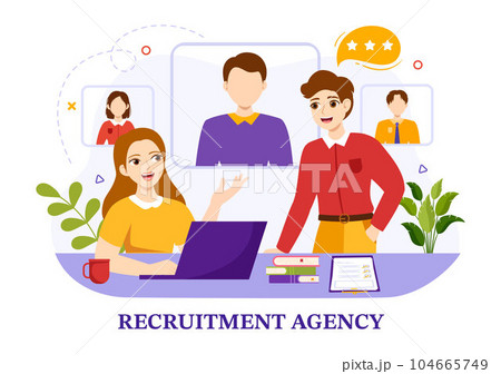 Recruitment Agency Vector Illustration with Managers Searching Candidate for Job Position in Flat Cartoon Hand Drawn Background Templates Recruitment Agency Vector Illustration with Managers Searching Candidate for Job Position in Flat Cartoon Hand Drawn Background Templates 104665749