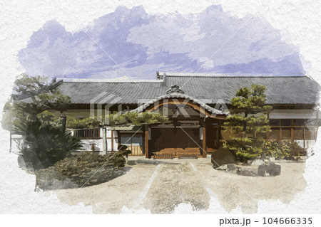 水彩画風 普賢院 庫裏 岡山県岡山市 水彩画風 普賢院 庫裏 岡山県岡山市 104666335