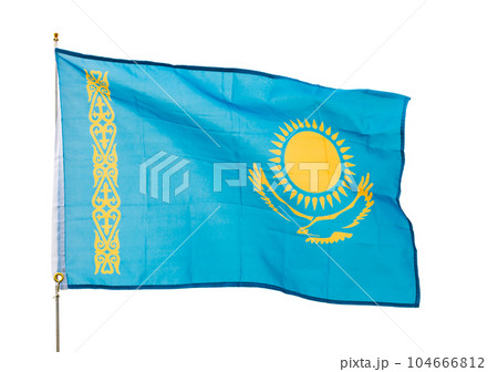 National flag of Kazakhstan waving on flagstaff 104666812