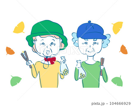 レジャーを楽しむシニア 銀杏 木の実拾い レジャーを楽しむシニア 銀杏 木の実拾い 104666929