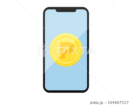スマホにポイントが表示された画面のイラスト スマホにポイントが表示された画面のイラスト 104667527