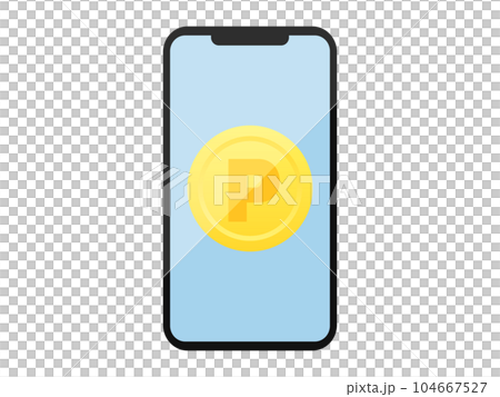 スマホにポイントが表示された画面のイラスト スマホにポイントが表示された画面のイラスト 104667527