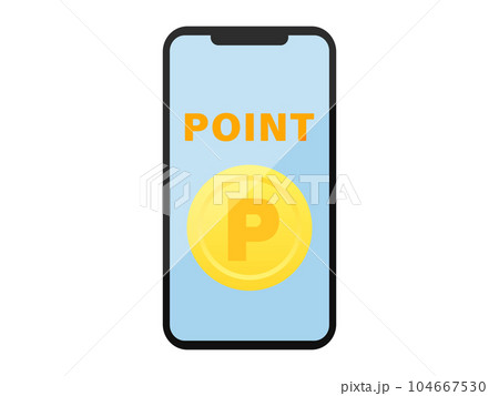 スマホにポイントが表示された画面のイラスト スマホにポイントが表示された画面のイラスト 104667530