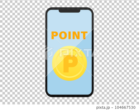 スマホにポイントが表示された画面のイラスト スマホにポイントが表示された画面のイラスト 104667530