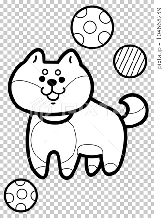 可愛的小狗線描插畫素材 104668239