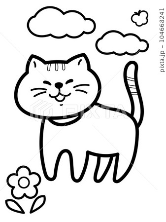 かわいい猫の線画イラスト素材 104668241