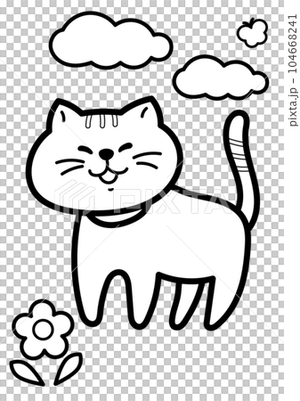 かわいい猫の線画イラスト素材 104668241