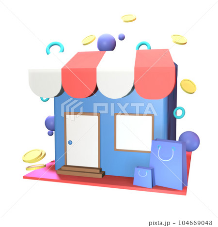 3D store icon rendered isolated on the transparent background 104669048