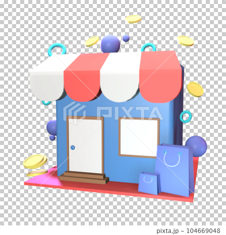 3D store icon rendered isolated on the transparent background 104669048