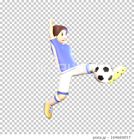 3D man soccer player rendered illustration isolated on the transparent background 104669057
