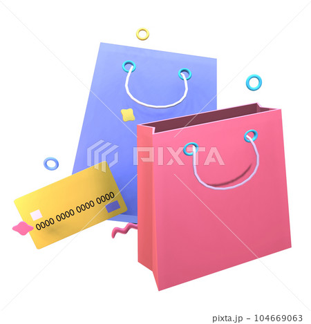 3D shopping bag icon rendered isolated on the transparent background 3D shopping bag icon rendered isolated on the transparent background 104669063