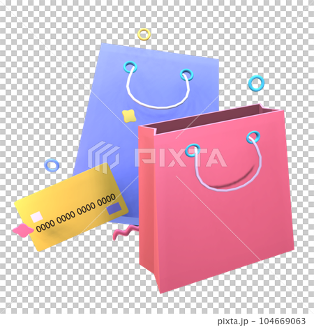 3D shopping bag icon rendered isolated on the transparent background 3D shopping bag icon rendered isolated on the transparent background 104669063