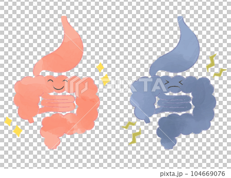 Deformed cute organ character illustration material set healthy/sick 104669076