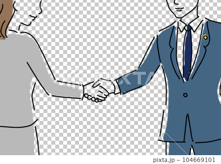 握手する女性と男性弁護士のシンプル線画イラスト 握手する女性と男性弁護士のシンプル線画イラスト 104669101