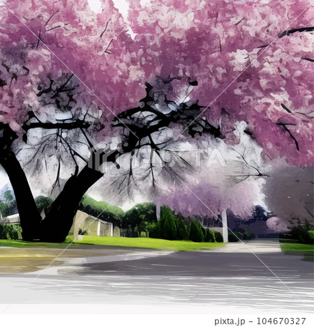 Cherry blossom, watercolor spring sakura flowers on sky art set. Cute oriental Cherry blossom, watercolor spring sakura flowers on sky art set. Cute oriental 104670327