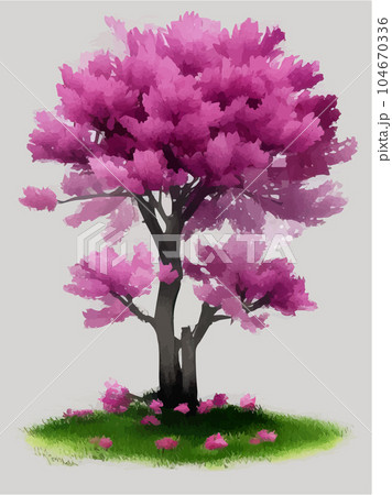 Blooming flowers or sakura, cherry tree view isolated on background 104670336