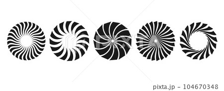 Curled Sunburst Circles Collection. Stylized...のイラスト素材 [104670348] - PIXTA