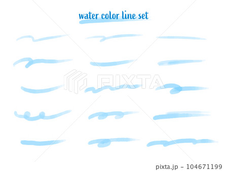手描き水彩のアンダーラインセット_青 手描き水彩のアンダーラインセット_青 104671199