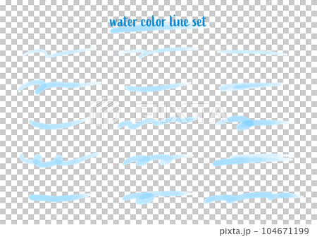 手描き水彩のアンダーラインセット_青 手描き水彩のアンダーラインセット_青 104671199
