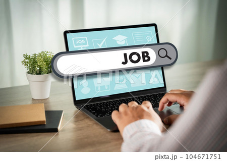 Job Search Career Recruitment Human Searching for New Job Business Work for Interview Hire Join on Laptop Online Employee Economy Occupation. Job Search Career Recruitment Human Searching for New Job Business Work for Interview Hire Join on Laptop Online Employee Economy Occupation. 104671751