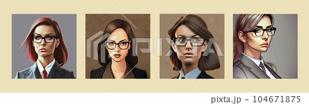 Professional Portrait Strong Business Woman in suit on background, set vector Professional Portrait Strong Business Woman in suit on background, set vector 104671875