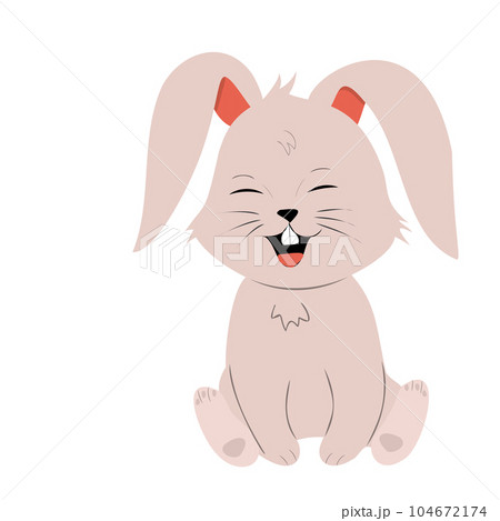 Cartoon smilling bunny isolated on white background. Cartoon smilling bunny isolated on white background. 104672174