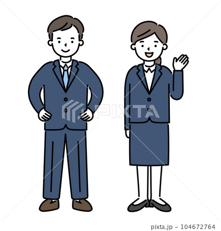 スーツを着た女性と男性のイラスト素材 104672764