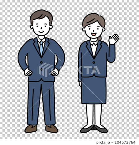 スーツを着た女性と男性のイラスト素材 104672764