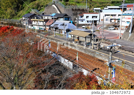【徳島県】秋の紅葉した(JR大歩危駅) 【徳島県】秋の紅葉した(JR大歩危駅) 104672972