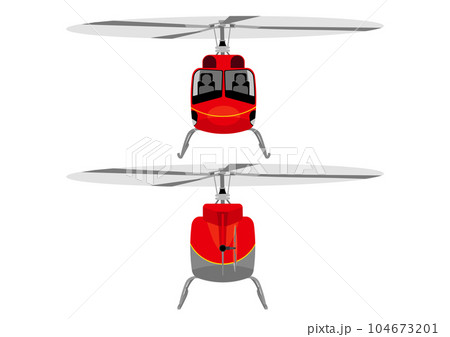 飛んでいるヘリコプターの前側と後ろ側 飛んでいるヘリコプターの前側と後ろ側 104673201