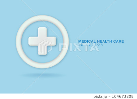 White medical health care icons in 3d style. Concept healthcare modern medical concept. template on clean blue background. 104673809